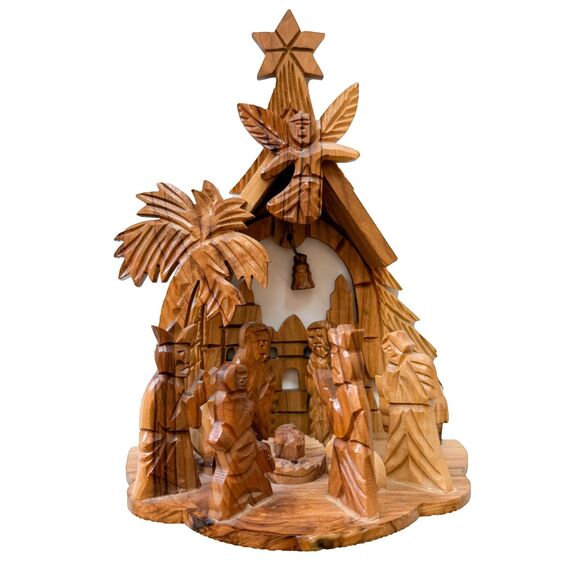 Handcrafted Olive Wood Nativity Scene Holy Land Christian Decor Heirloom - Picture 1 of 10
